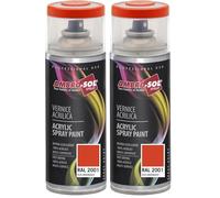 Ambro-Sol - Pintura acrílica en spray, color Rojo Anaranjado, RAL 2001, resultado profesional en múltiples superficies, exteriores e interiores, 400 ml (Paquete de 2)