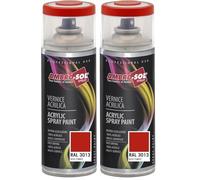 Ambro-Sol - Pintura acrílica en spray, color Rojo Tomate, RAL 3013, resultado profesional en múltiples superficies, exteriores e interiores, 400 ml (Paquete de 2)