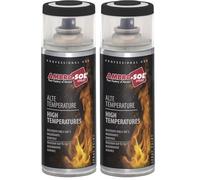AMBRO-SOL | Pintura alta temperatura | Pintura para Radiadores, Hornos y Motores | Pintura en Spray para Metal Negro mate, 400 ml (Paquete de 2)