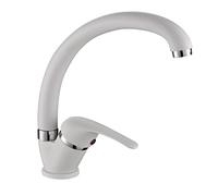 ambrosiana SEI1406WHI - Grifo mezclador para fregadero de cocina/lavandería con caña alta serie Sei de latón color blanco con aireador de ahorro de agua