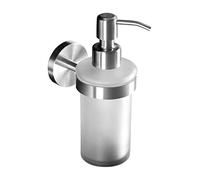 Ambrosya® | Dispensador de jabón Exclusivo Hecho de Acero Inoxidable | Cuarto de baño Soporte de Vidrio Soporte de jabón Jabonera Dispensador de Plato Inodoro (Acero Inoxidable (Cepillado))