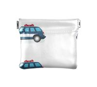 Ambulancia coche helicóptero rubor piel sintética monedero pequeño lindo tarjeta llaves organizadores para niñas damas bolso, Blue Police Car Herd White, 1 size, Moderno