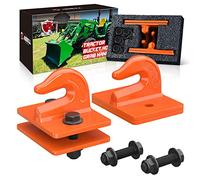 AMBULL Paquete de 2 ganchos de acero forjado de grado 70 de 3/8 pulgadas, gancho de remolque con placa trasera, funciona bien para cubo de tractor, RV, UTV, camión, máximo 15 libras, naranja