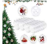 AMCHLEL 24 Pcs Bolas de Navidad Transparentes Rellenables,6cm Bolas De Navidad Rellenables,Bola Transparente de Plástico para Árbol de Navidad,Adecuado para Navidad,Fiestas,Decoraciones del Hogar