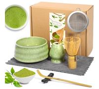 AMCHLEL Te Matcha Kit de 8 Piezas, Matcha Kit, Con Cuenco Matcha, Batidora De Matcha, Soporte para Batidor, Cuchara, Portacucharas, Tamiz Para Matcha, Paño, Para Amantes el Matcha