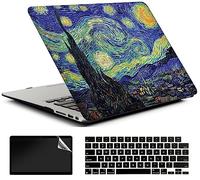 AMCJJ Funda Compatible con MacBook Air 13 Pulgadas 2017-2010 Release A1466/A1369,Carcasa Rígida Protector de Plástico Cubierta & EU Teclado Cubierta & Pantalla Protecto,Noche Estrellada 1