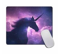 Amcove - Alfombrilla de ratón con diseño de unicornio y estrellas espaciales, color morado y rosa, 240 mm x 200 mm x 3 mm