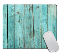 Amcove Alfombrilla de ratón rectangular de madera turquesa granero de madera desgastada para playa de goma antideslizante para juegos de ordenador portátil 9.5 x 7.9 pulgadas (240 mm x 200 mm x 3 mm)