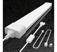 Amdelne 18W Fluorescente LED 60cm, 2000lm Tubo LED de Neón Acoplable, Blanco Natural (4000K) IP65 Impermeable LED Luz de Techo, para Garaje Oficina Sótano Cocina Supermercado