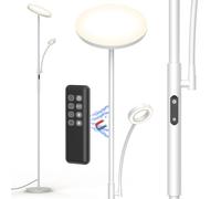 Amdelne Lampara de Pie LED, 30W+5W 4200lm Lámpara de Pie Salon con Control Remoto & Táctil & 1H Timer, 3000-6000K Lámpara Pie Regulable con 6 Modos, Lampara Pie Lectura para Dormitorio, Oficina, Gris