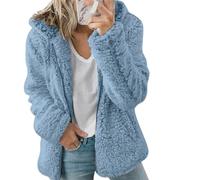 AMDOLE Abrigos de forro polar para mujer, chaquetas de forro polar cálido para invierno, abrigo suave y esponjoso con capucha, cárdigan con cremallera completa, casual, holgado, cómodo, para mujer,