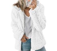 AMDOLE Abrigos de forro polar para mujer, chaquetas de forro polar cálido para invierno, abrigo suave y esponjoso con capucha, cárdigan con cremallera completa, casual, holgado, cómodo, para mujer,