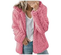 AMDOLE Abrigos de forro polar para mujer, chaquetas de forro polar cálido para invierno, abrigo suave y esponjoso con capucha, cárdigan con cremallera completa, casual, holgado, cómodo, para mujer,