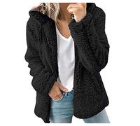 AMDOLE Abrigos de forro polar para mujer, chaquetas de forro polar cálido para invierno, abrigo suave y esponjoso con capucha, cárdigan con cremallera completa, casual, holgado, cómodo, para mujer,