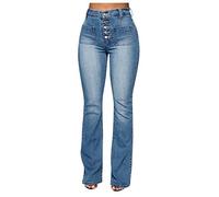 AMDOLE Bell Jeans Slim - Vaqueros elásticos para mujer, cintura media, pantalones vaqueros elásticos, azul, 4XL