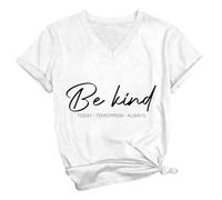 AMDOLE Blusas y túnicas para mujer Casual Letter Print Manga Corta Top Camiseta Mujer Blusa, Blanco, L