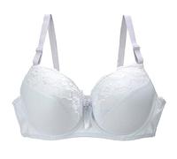 AMDOLE Brasier push up de algodón sin costuras con encaje floral acolchado con aros sin aros para mujer, Reino Unido, blanco, 105D