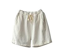 AMDOLE Calzoncillos para mujer con cintura cómoda, holgados, elásticos, informales, con cordón, con bolsillos, pantalones cargo para hombre, Blanco, 5XL