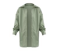 AMDOLE Camisa de gran tamaño para mujer, blusa de moda para mujer, cuello de camisa, manga larga, algodón, monocolor, color claro, parte superior de fiesta para mujer con purpurina, Gn2., XL