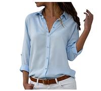 AMDOLE Camisa de mujer sólida IndustrieCasal Top Carnaval traje señoras, azul claro, L