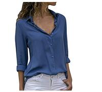 AMDOLE Camisa de mujer sólida IndustrieCasal Top Carnaval traje señoras, azul, L