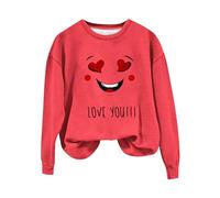 AMDOLE Camisas de San Valentín para mujer Mujer Corazón Love You Print Sudadera Tops de moda para mujer 2024, rojo, L