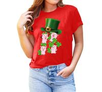 AMDOLE Camiseta de manga corta para mujer con estampado de Saint con cuello redondo, color rojo vino, rojo, XXL