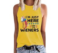 AMDOLE Camiseta de manga larga para mujer con texto "I'm Just Here For The Flag" para el Día de la Independencia de las Mujeres Camiseta interior larga, amarillo, S