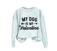 AMDOLE Camiseta de San Valentín Dog is My Valentine's", sudadera con capucha para madre de perro, sudadera para el día de San Valentín, regalo para madre de perro, amor, divertido suéter de manga