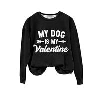 AMDOLE Camiseta de San Valentín Dog is My Valentine's", sudadera con capucha para madre de perro, sudadera para el día de San Valentín, regalo para madre de perro, amor, divertido suéter de manga