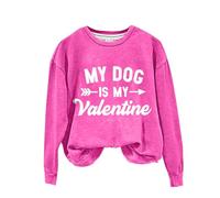 AMDOLE Camiseta de San Valentín Dog is My Valentine's", sudadera con capucha para madre de perro, sudadera para el día de San Valentín, regalo para madre de perro, amor, divertido suéter de manga