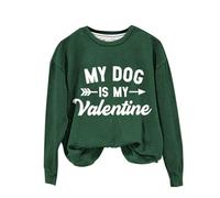 AMDOLE Camiseta de San Valentín Dog is My Valentine's", sudadera con capucha para madre de perro, sudadera para el día de San Valentín, regalo para madre de perro, amor, divertido suéter de manga