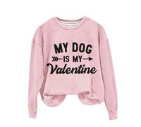 AMDOLE Camiseta de San Valentín Dog is My Valentine's", sudadera con capucha para madre de perro, sudadera para el día de San Valentín, regalo para madre de perro, amor, divertido suéter de manga