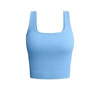 AMDOLE Camiseta de yoga sin mangas a rayas para mujer, informal, para carnaval, disfraz de mujer, azul, M