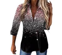 AMDOLE Camiseta deportiva de manga larga para mujer con purpurina fina e impresión 3D en tallas grandes tops mujer sexy, Rosa., 4XL