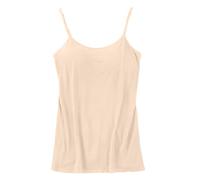 AMDOLE Camisola para mujer, sujetador integrado, tirantes ajustables, camiseta sin mangas de verano para entrenamiento, dormir, viajes, sudadera con capucha para mujer, beige, L