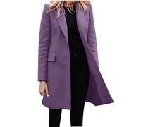 AMDOLE Chaquetas de invierno para mujer, talla grande, casual, a la moda, manga larga, abrigo de longitud media, cárdigan de botonadura simple, cortavientos, A-morado., 3XL