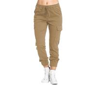 AMDOLE Conjunto de pantalones de pierna ancha para mujer con bolsillos, cintura elástica, pantalones corsé, pantalones de cuerda para mujer, holgados, caqui, 3XL