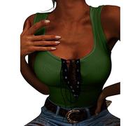 AMDOLE Crop tops mujer liso T chaleco mujer camisola camisa blusa top top sin mangas sin mangas mujer tanks & camis camiseta de gran tamaño hombre, verde, L