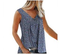 AMDOLE Crop Tops Mujer Ollas Impresión de Moda Camiseta Corta Cuello en V Floral Blusa Mujer Manga Corta Blusa Mujer Blusa, azul oscuro, L