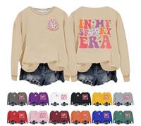 AMDOLE Deals of the Day - Camisa de café con calabaza para Halloween, manga larga, cuello redondo, suéter casual, ropa de otoño, beige, XL