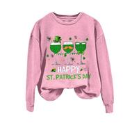 AMDOLE Disfraces de carnaval para mujer, camiseta de manga larga para mujer con estampado de copa de vino y cuello redondo con capucha de gatos, Rosa., L