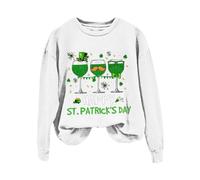 AMDOLE Disfraces de carnaval para mujer, camiseta de manga larga para mujer con estampado de copa de vino y cuello redondo con capucha de gatos, Blanco, XL