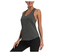 AMDOLE Disfraz de carnaval para mujer, camiseta de entrenamiento, espalda cruzada, camiseta de yoga, gimnasio, ropa de maternidad, gris, S