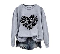 AMDOLE Disfraz de San Valentín para niña y estampado de amor para mujer. Tops de moda para mujer 2024, gris, M