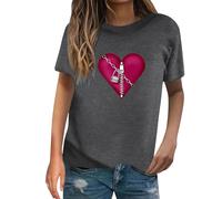 AMDOLE Disfraz de San Valentín para niñas, San Valentín, amor, sexy, estampado, holgado, informal, manga corta, suéter de moda para mujer 2024, GY2., XXL