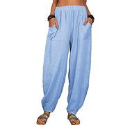 AMDOLE Elástico Sólido Mujeres Bolsos Largos Pantalones Cintura Casual Pantalones sueltos Pantalones Pantalones Pantalones Mujer Tallas Grandes, BU1, 4XL