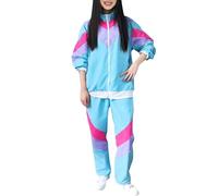 AMDOLE Falda de pantalón larga para mujer para hombre y mujer, estilo retro, para fiestas, escenarios, carnaval, ropa deportiva, pantalones sueltos para mujer, azul, L