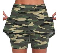 AMDOLE Falda de pantalón para mujer hasta la rodilla, falda atlética moderna para mujer con bolsillos, estampado de camuflaje, falda media alta, falda de tenis, pantalones cortos de dormir para hombre