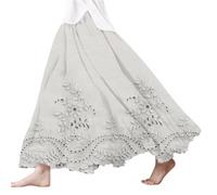 AMDOLE Falda grande con estampado de encaje bordado para mujer con falda larga, blanco, XXL